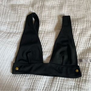 Black triangle top bikini with gold hardware